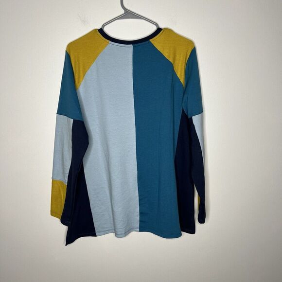 LOGO Lori Goldstein Sweatshirt Womens‎ Medium Blue Colorblock Casual Pullover - Picture 3 of 13